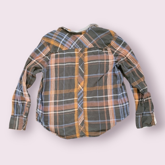 Free People Linen Blend Plaid Button Up Shirt Size Large - Picture 5 of 5